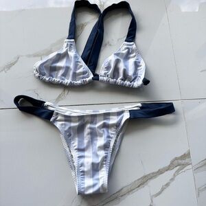 Striped Bikini Set in Navy and White